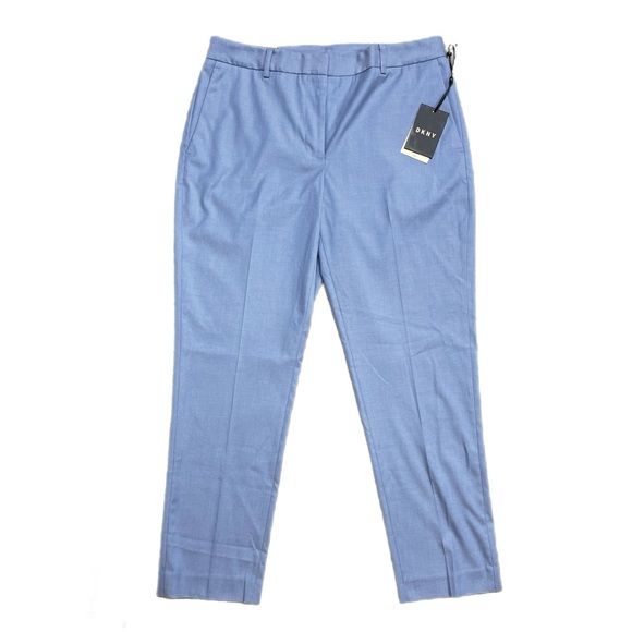 DKNY blue High Rise Knit Essex Ankle Slim Leg Stretch Slacks Trouser Pants 8 NWT - Picture 1 of 4